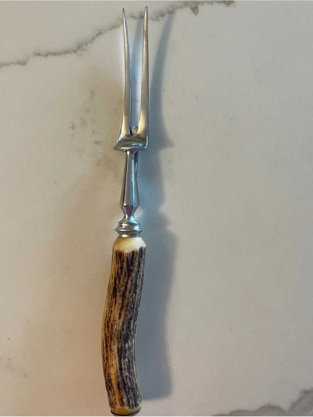 Stag-Handle Carving Fork - Natural Brown Antler Handle